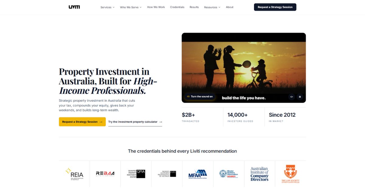 Liviti property investment website preview