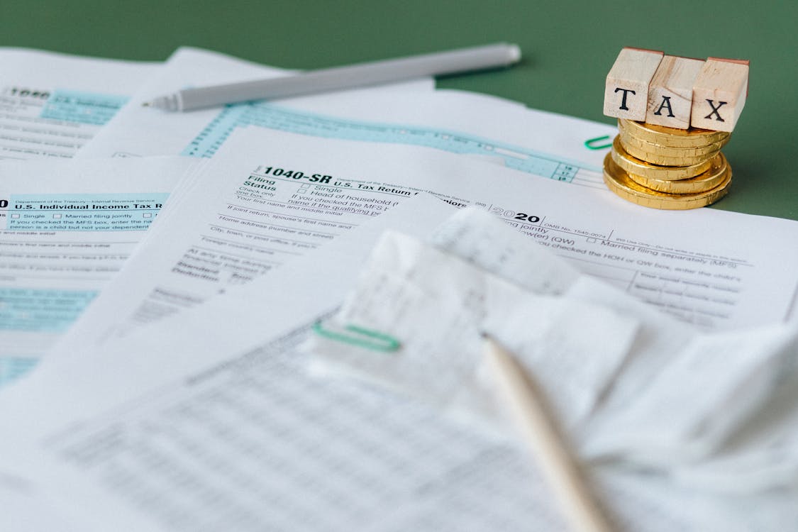 Free Tax Documents on the Table Stock Photo