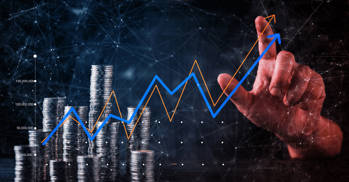 Investment Property Strategies - A person showing increase of profit in a digital graph and there are coins showing value of a property