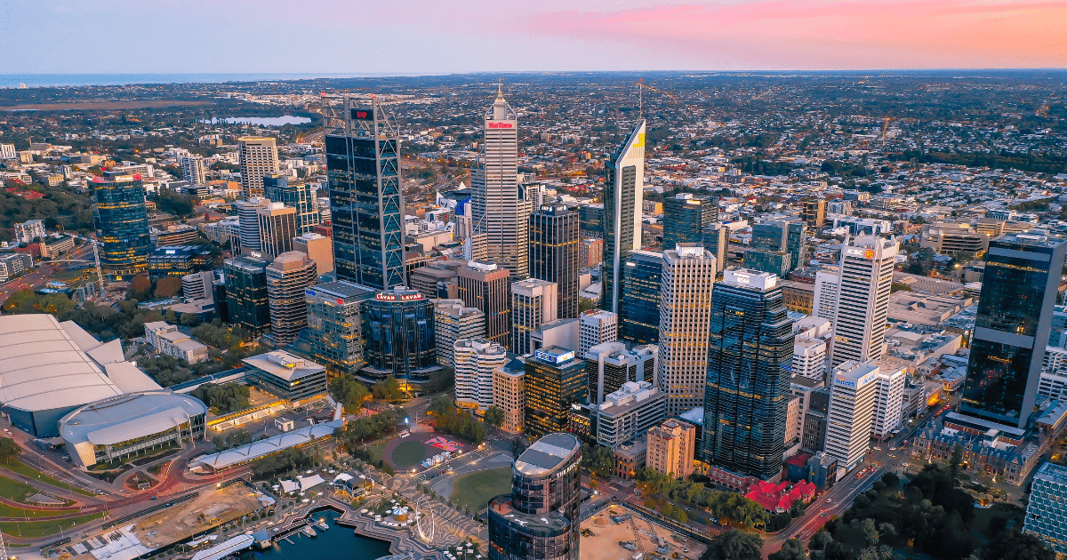 Landscape view of Perth demostrating rising population and increase in property prices