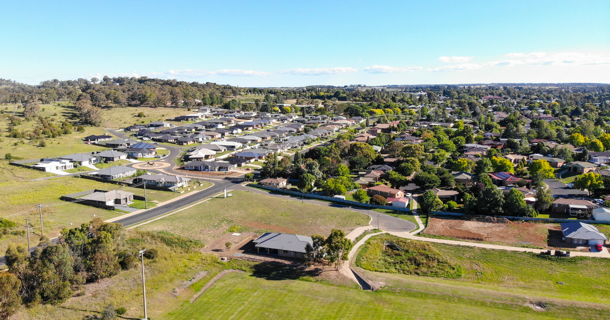 A regional Australian suburb aerial view